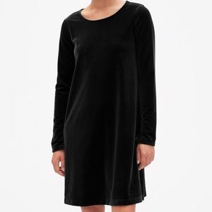 GAP Long Sleeve Black Velvet Swing Dress